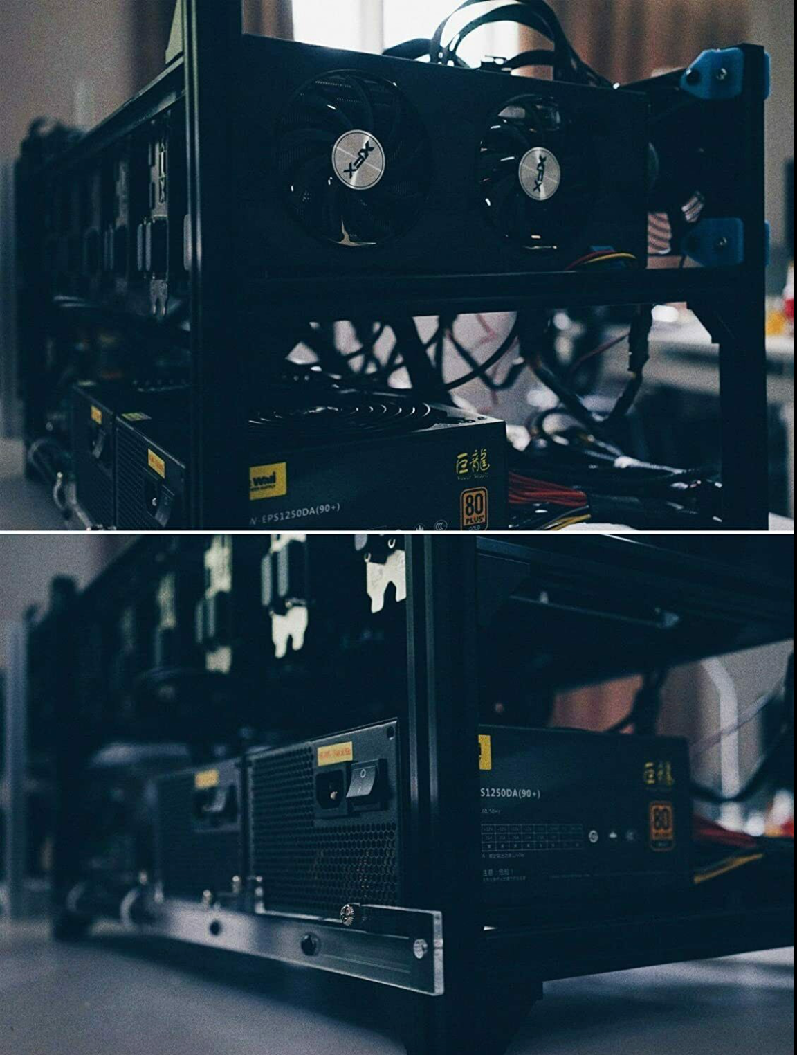 Veddha 6 GPU Miner Case Aluminum Stackable Mining Case Rig Open Air Frame