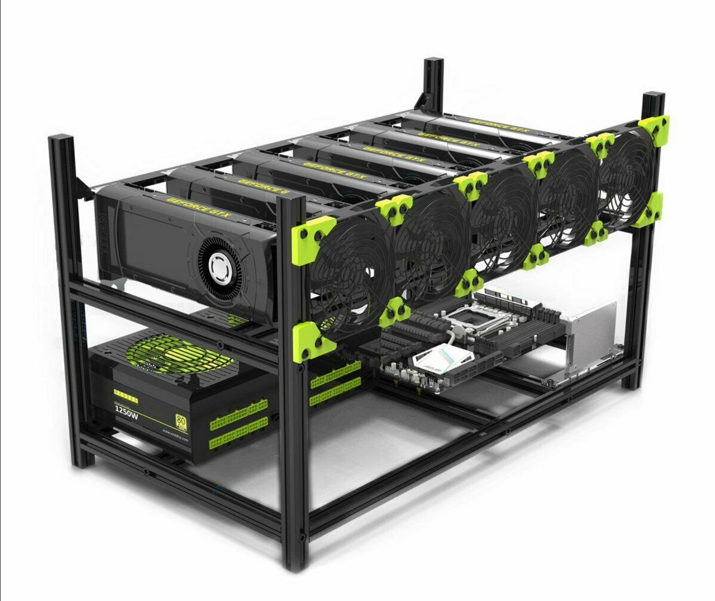 Veddha 6 GPU Miner Case Aluminum Stackable Mining Case Rig Open Air Frame