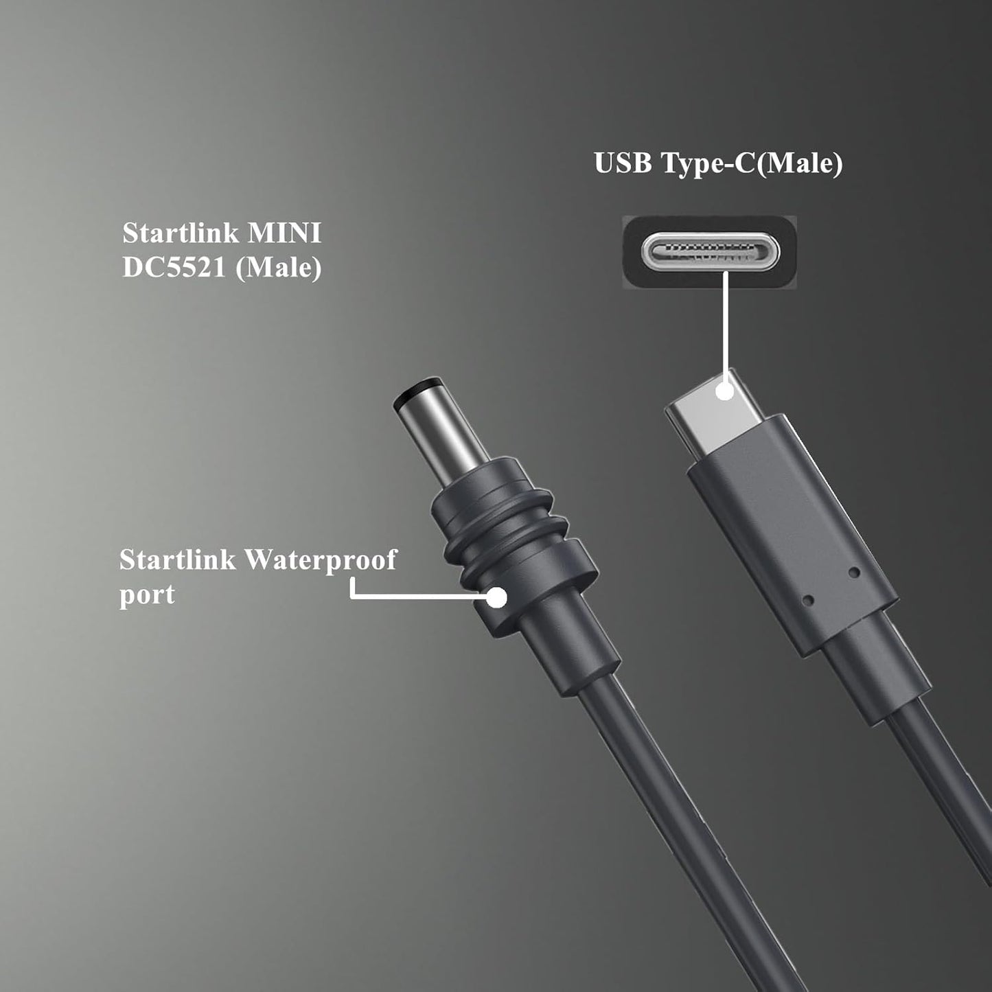 Starlink Mini USB-C to DC Power Cable (1m/3.3ft, 3m/9.8ft, 5m/16.4ft)