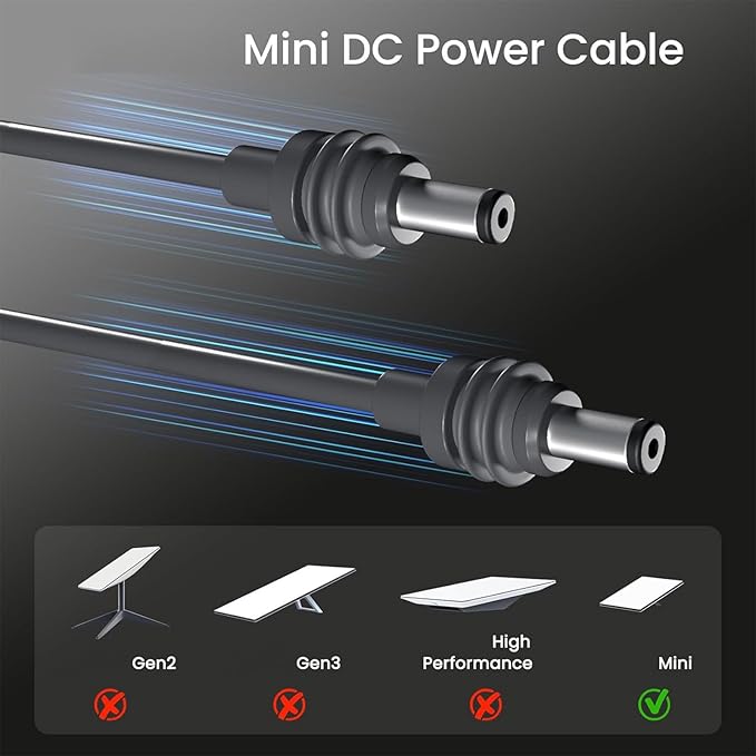 Starlink Mini Power Cable - Waterproof DC Extension Cord (1m/3.3ft, 3m/9.8ft, 5m/16.4ft)