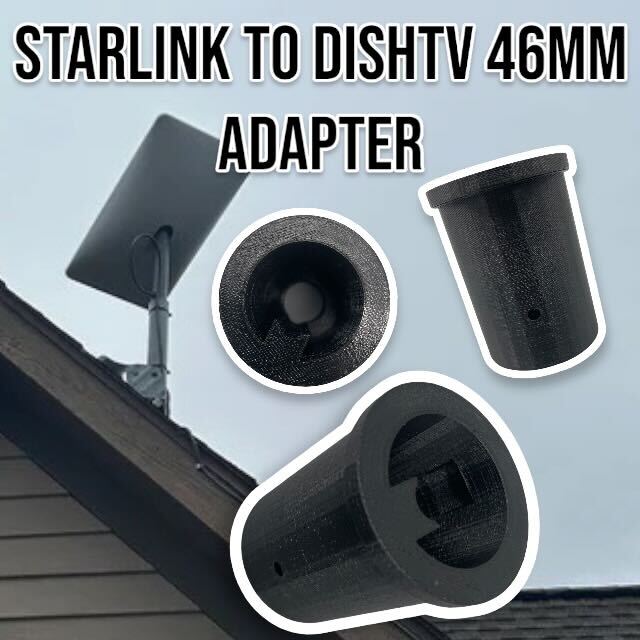 Starlink v2 Square Dishy Adapter - 46mm Inner Diameter - Compatible with DirectTV and Dish