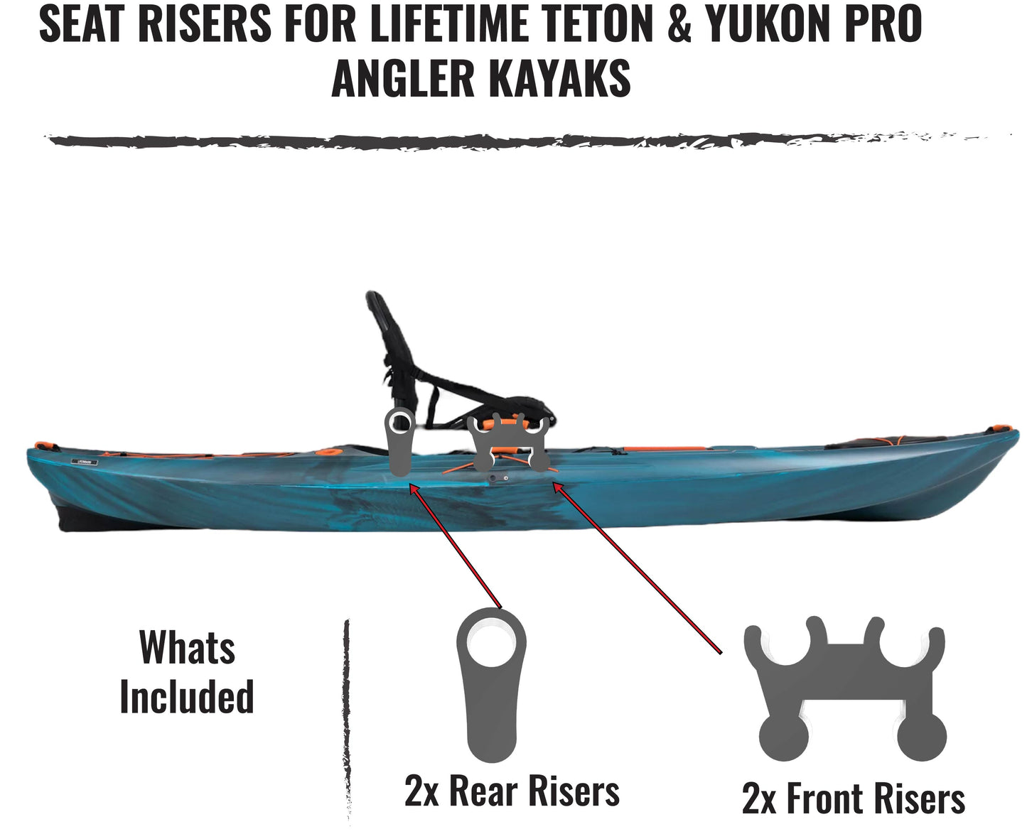 Lifetime Yukon Angler 116 & Teton Pro Kayak Seat Risers - Adjustable Height for Increased Comfort and Performance