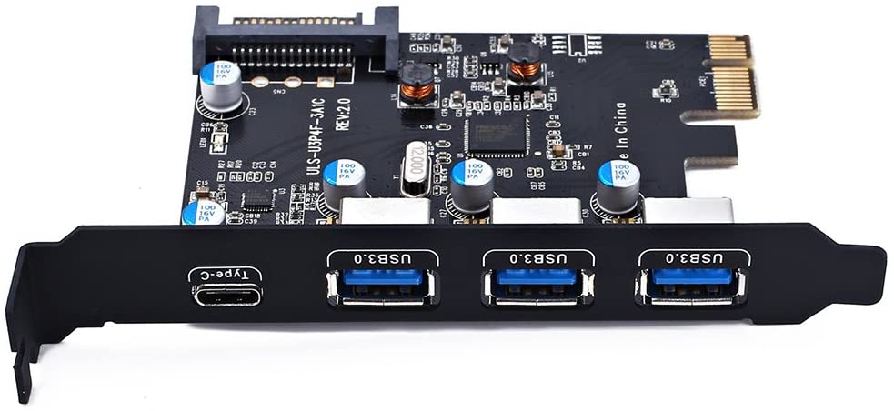 PCI-E to USB 3.0 Type C +3 Type A Expansion Card - Interface USB 3.0 4-Port Express Card Desktop with 15 pin SATA Power Connector