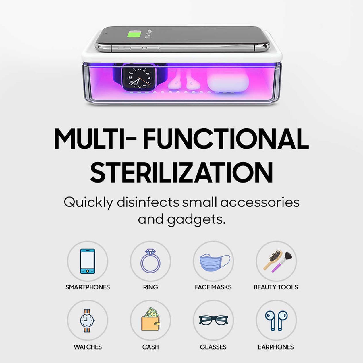 UV-C Sterilizer Box W/ Fast Wireless Charging