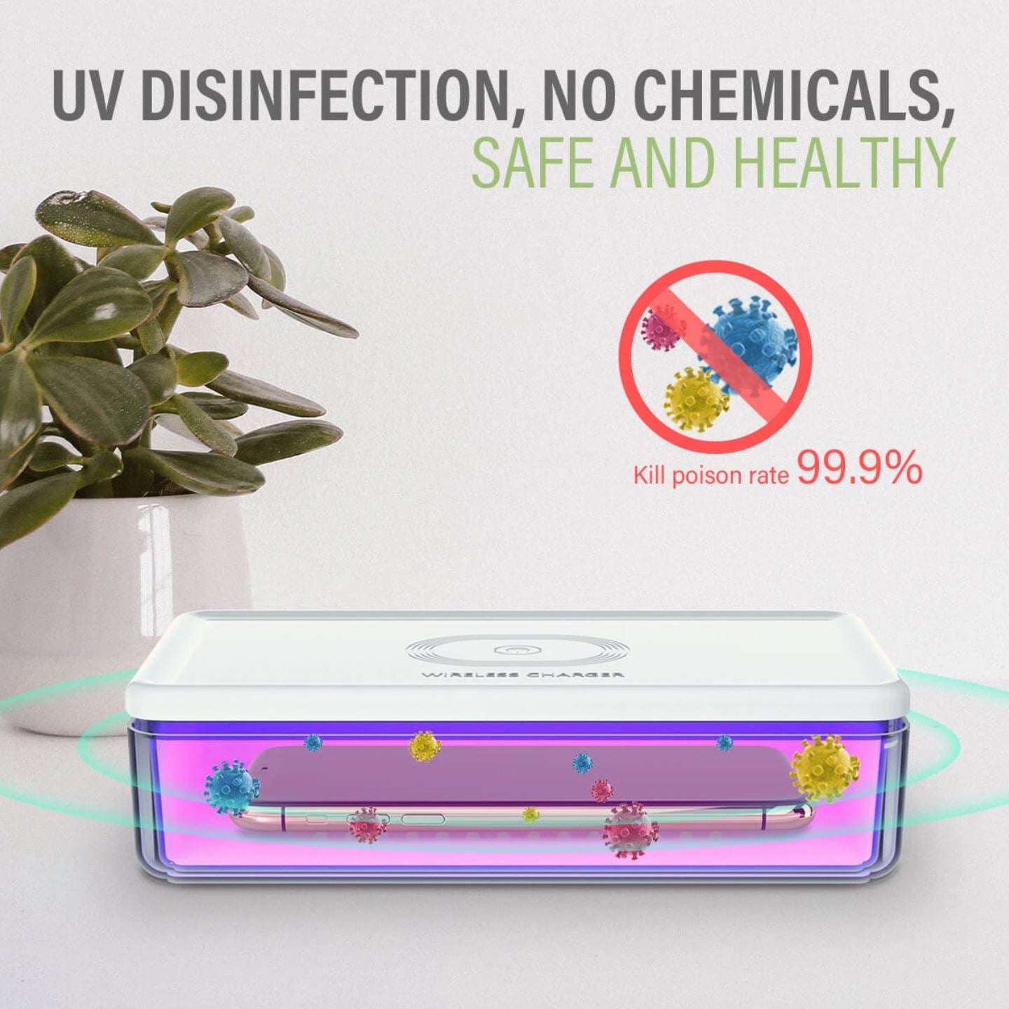 UV-C Sterilizer Box W/ Fast Wireless Charging