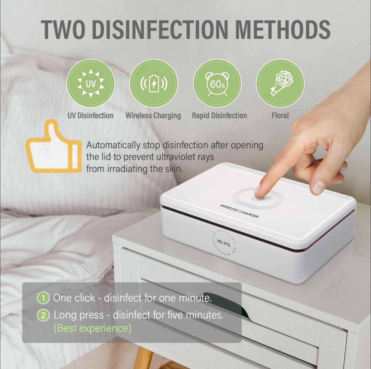 UV-C Sterilizer Box W/ Fast Wireless Charging