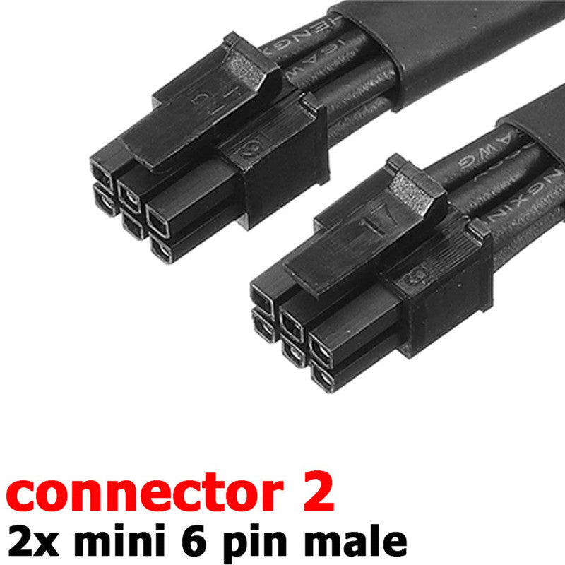 18 AWG Dual Mini 6 Pin to 8 Pin PCIE Express Braided Sleeved Cable for Mac Pro