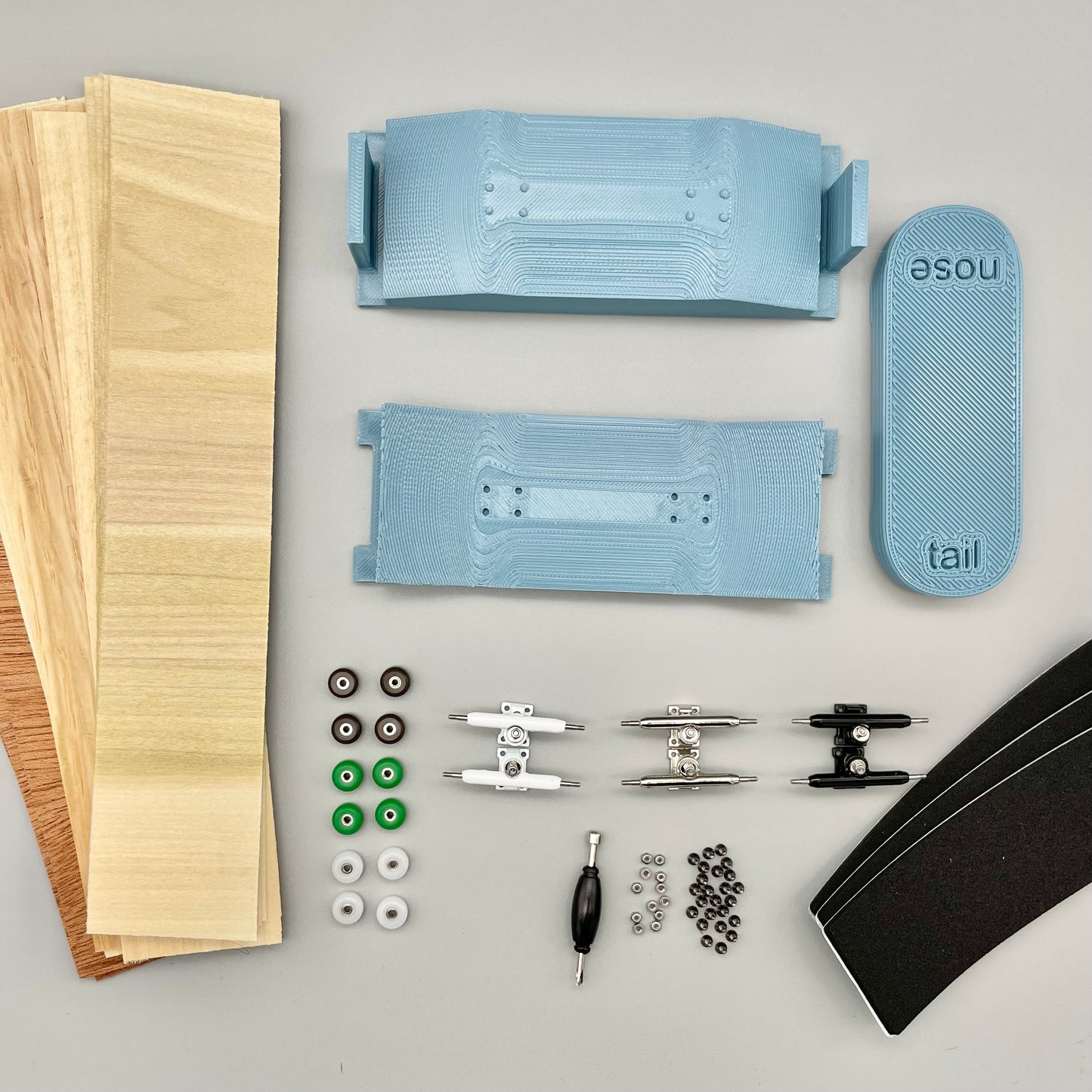 DIY Fingerboard Mold Kit - 96mm x 34mm, 49mm wheelbase, 20º kick--Complete Kit