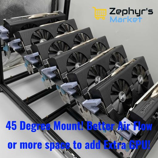 45 Degree + Extra GPU Addon Mount For Mining Rigs