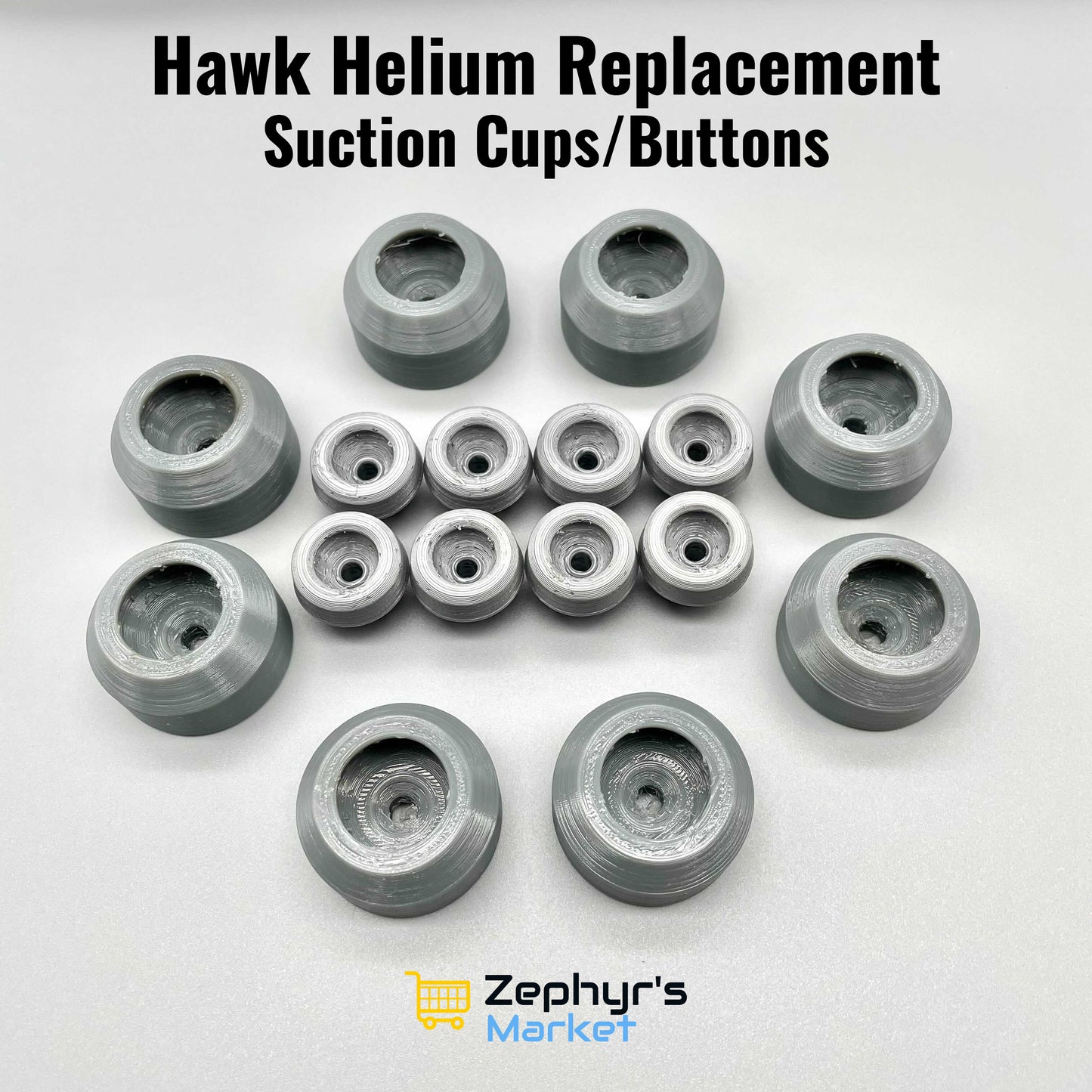Hawk Helium Buttons & Suction Cups (8 Pack) - Very Durable!