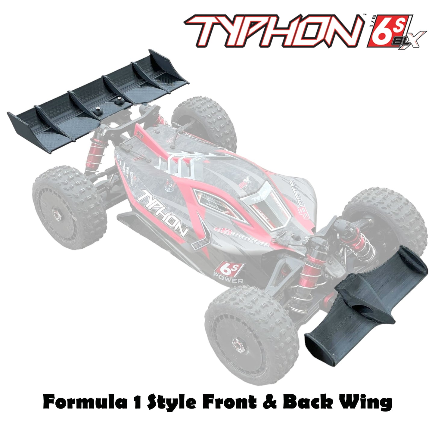 Formula F1 Aero Style Front & Rear Wing For Arrma Typhon 6s BLX